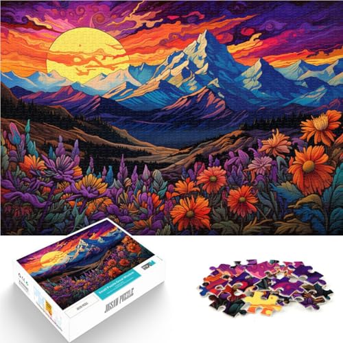 2000-teiliges Puzzle für Erwachsene mit Blumen und Bergen. Stressabbau-Spielzeug ganze Familie. 27,56 x 39,37 Zoll von SYUNFEI