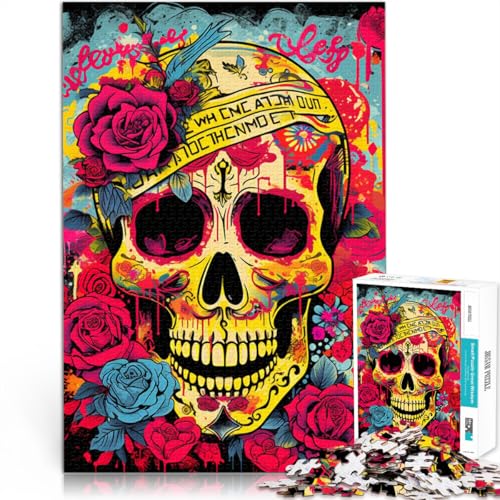 1000-teiliges Puzzle für Erwachsene, Psychedelischer Totenkopf, Lernspielzeug, einzigartige Geburtstags, 50 x 75 cm, für 14-Jährige 1000-teiliges Puzzle für Erwachsene, Psychedelischer Totenkopf, Lernspielzeug, einzigartige Geburtstags, 50 x 75 cm, für 14-Jährige von SYUNFEI