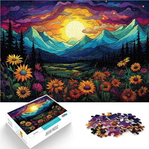 Puzzle für Erwachsene, 2000 Teile, Sonnenblumen unter Sonnenuntergang, Spielzeug, Denkspiel, tolle Geschenke und Spielzeuge, 27,56 x 39,37 Zoll, für Teenager ab 14 Jahren von SYUNFEI