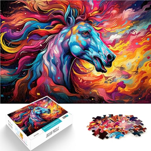 Puzzle für Erwachsene, 2000 Teile, farbenfrohes Kunstpferd-Quizspiel, Herausforderung der Gehirnintelligenz, süchtig machendes Spielzeug, 27,56 x 39,37 Zoll, für 14-Jährige von SYUNFEI