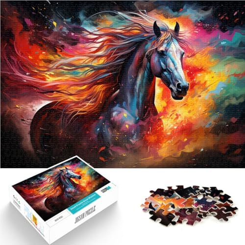 Puzzle für Erwachsene, 1000 Teile, Lernpuzzle mit Pferden, geeignet als Schreibtischdekoration, 50 x 75 cm, für Teenager ab 14 Jahren von SYUNFEI