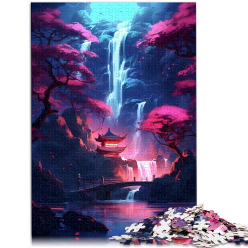 Puzzle mit 2000 Teilen für Erwachsene, Sakura-Wasserfall-Tempel, Lernspielzeug, tolles, 70 x 100 cm, geeignet für Jugendliche ab 14 Jahren von SYUNFEI