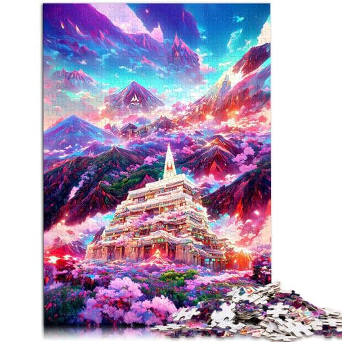 Puzzles Tempel im Berg Puzzle für Erwachsene und Kinder 1000 Teile 19.7 x29.5 ZollZoll Holzbrettpuzzle Geeignet für Kinder ab 14 Jahren von SYUNFEI