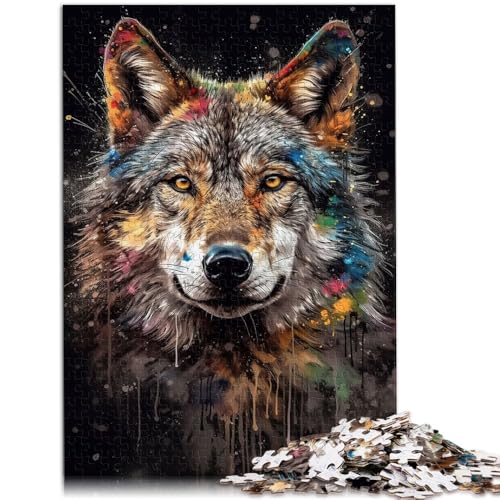 1000-teiliges Puzzle für Erwachsene, Wolfsmalerei, Quizspiel, Herausforderung der Gehirnintelligenz, süchtig machendes Spielzeug, 50 x 75 cm, für Jugendliche ab 14 Jahren von SYUNFEI