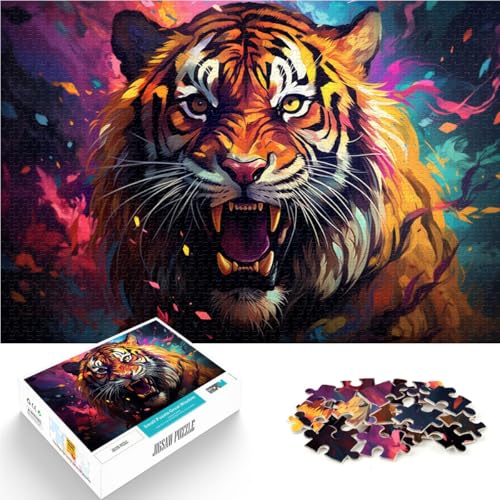 1000-teiliges Puzzle für Erwachsene, wütender Tiger, anspruchsvolles, schwieriges Puzzle, einzigartige Heimdekoration und Geschenke, 14,96 x 20,47 Zoll 1000-teiliges Puzzle für Erwachsene, wütender Tiger, anspruchsvolles, schwieriges Puzzle, einzigartige Heimdekoration und Geschenke, 14,96 x 20,47 Zoll von SYUNFEI