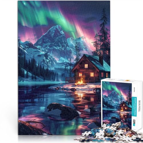 2000-teiliges Puzzle für Erwachsene, Aurora Borealis über Schnee, Lernpuzzle, Familienspiel, Kunstwerk, Geschenk, 27,56 x 39,37 Zoll von SYUNFEI