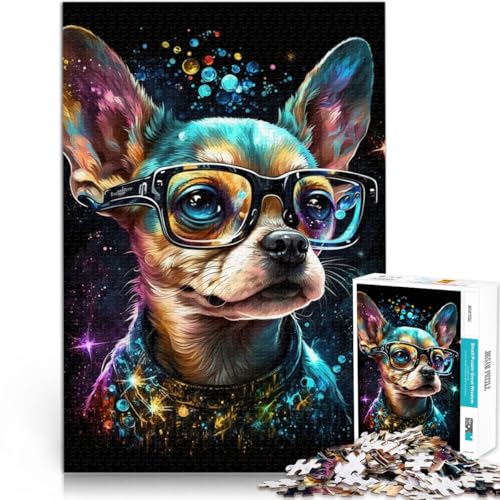 1000-teiliges Puzzle für Erwachsene, Cosmic Chihuahua-Brille, anspruchsvolles Spiel, Lernspiel für Geburtstag, Weihnachten,38x52cm von SYUNFEI