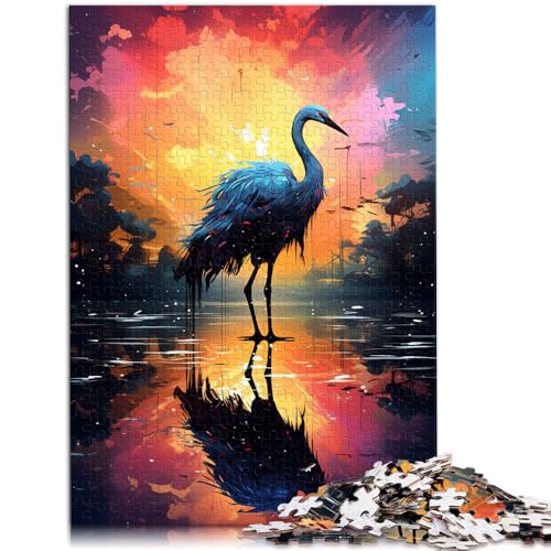Puzzle für Erwachsene, 1000 Teile, Kranich zum Ausmalen, anspruchsvolles Spiel mit passendem Poster und Quizblatt, 50 x 75 cm, für 14-Jährige von SYUNFEI