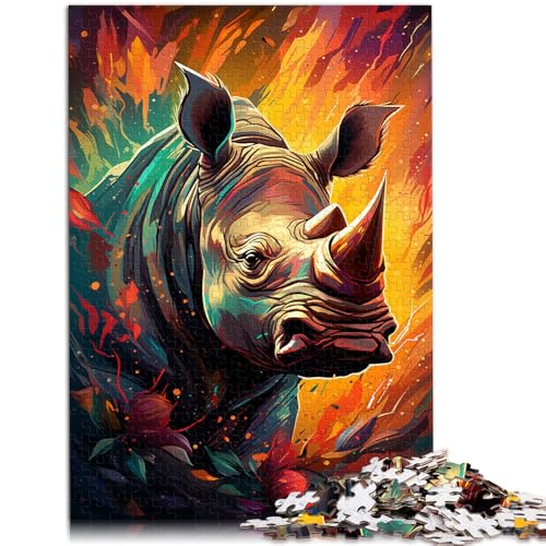 Puzzle für Erwachsene, 2000 Teile, Farbmalerei, Nashorn, Spielzeug, Denkspiel, geeignet als Schreibtischdekoration, 27,56 x 39,37 Zoll, für Teenager ab 14 Jahren von SYUNFEI