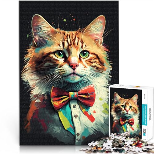 Puzzle 2000 Teile für Erwachsene, Katze mit Schleife, Stressabbau-Spielzeug, Herausforderung für die Gehirnintelligenz, süchtig machendes Spielzeug, 70 x 100 cm, von SYUNFEI