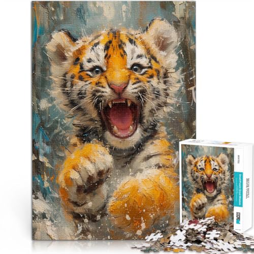 1000-teiliges Puzzle für Erwachsene, lächelndes Tigerbaby, Lernspielzeug, geeignet als Schreibtischdekoration, 50 x 75 cm, geeignet für Jugendliche ab 14 Jahren von SYUNFEI