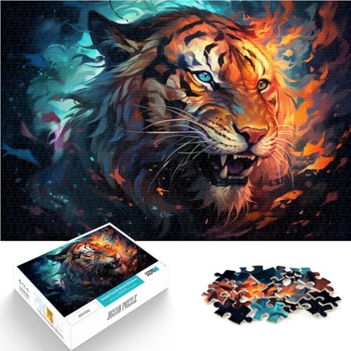 1000-teiliges Puzzle für Erwachsene, Tiger-Mal-Lernspielzeug mit passendem Poster und Quizblatt, 26x38cm, für 14-Jährige 1000-teiliges Puzzle für Erwachsene, Tiger-Mal-Lernspielzeug mit passendem Poster und Quizblatt, 26x38cm, für 14-Jährige von SYUNFEI