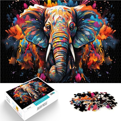 Puzzle für Erwachsene, 1000 Teile, farbenfrohes Elefantentier, Heimdekoration, Puzzlespielzeug, stärkt die Liebe zwischen Paaren,38x52cm von SYUNFEI