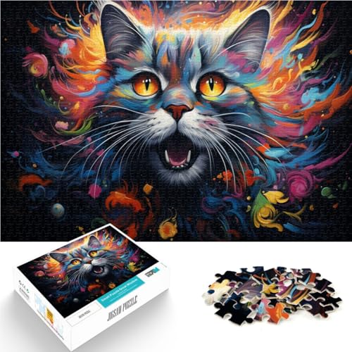2000-teiliges Puzzle für Erwachsene, bizarres buntes Katzenspielzeug, Denkspiel, Lernspiel für Geburtstag, Weihnachten, 27,56 x 39,37 Zoll von SYUNFEI