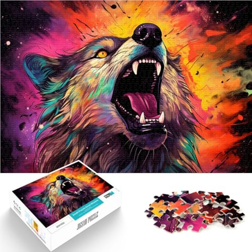 Puzzle für Erwachsene, 1000 Teile, Wolf mit offenem Maul, anspruchsvolles Spiel, einzigartige Geburtstags, 14,96 x 20,47 Zoll Puzzle für Erwachsene, 1000 Teile, Wolf mit offenem Maul, anspruchsvolles Spiel, einzigartige Geburtstags, 14,96 x 20,47 Zoll von SYUNFEI