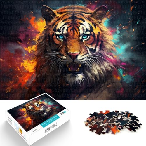 Puzzle für Erwachsene, 1000 Teile, buntes Tigergemälde, Denkspiel mit passendem Poster und Quizblatt,38x52cm Puzzle für Erwachsene, 1000 Teile, buntes Tigergemälde, Denkspiel mit passendem Poster und Quizblatt,38x52cm von SYUNFEI