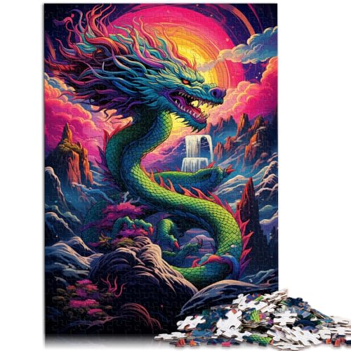 Puzzle für Erwachsene, 1000 Teile, chinesischer Drache über Regenbogen, anspruchsvolles Spiel, verbessert das Gedächtnis,50x75cm, für 14-Jährige von SYUNFEI