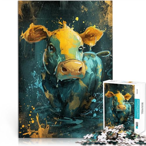 Puzzle für Erwachsene, 2000 Teile, süße kleine gelbe Kuh, Familienspaß-Puzzle, ganze Familie, 27,56 x 39,37 Zoll von SYUNFEI