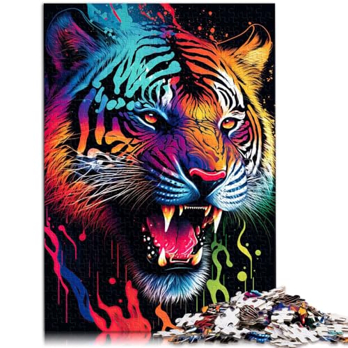 Puzzle für Erwachsene, 1000 Teile, Tiger, buntes Tier, Heimdekoration, Puzzle-Spielzeug, tolle Geschenke und Spielzeuge,38x52cm, für Teenager ab 14 Jahren von SYUNFEI