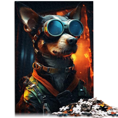 1000-teiliges Puzzle für Erwachsene, EIN Hund mit Brille und Halsband, Spielzeug, Denkspiel, tolles Geschenk für Spiele,38x52cm, für Teenager ab 14 Jahren von SYUNFEI