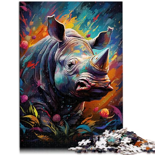 1000-teiliges Puzzle für Erwachsene, Farbmalerei, Nashorn, Spielzeug, Denkspiel, ganze Familie, 19,7 x 29,5 Zoll von SYUNFEI