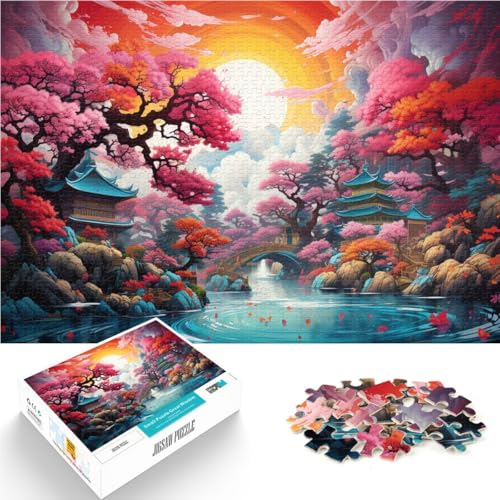 1000-teiliges Puzzle für Erwachsene, japanische Sonnenuntergangslandschaft, Lernspiele für Zuhause, DIY-Spielzeug, 26x38cm, von SYUNFEI