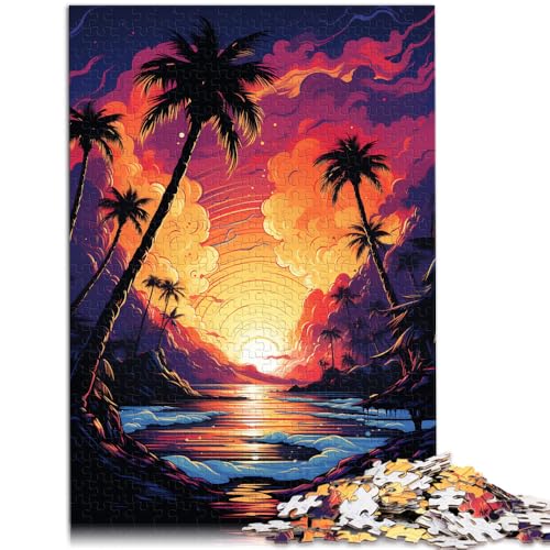 1000-teiliges Puzzle für Erwachsene, Palmen bei Sonnenuntergang, Spielzeug, Denkspiel, Lernspiel für Geburtstag, Weihnachten,38x52cm von SYUNFEI