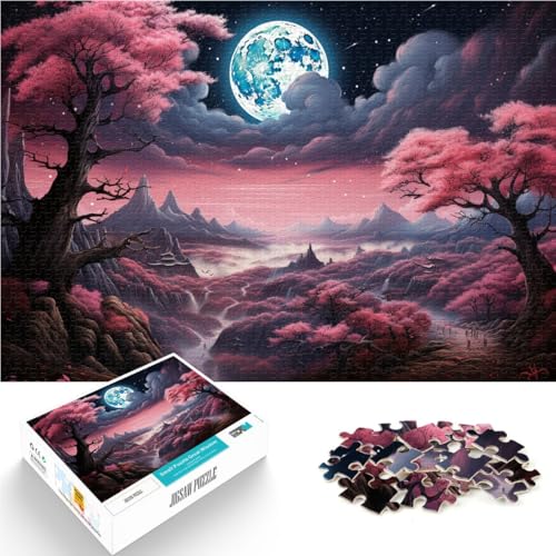 Puzzle für Erwachsene, 1000 Teile, EIN wunderschönes rosa Waldgemälde, Spielzeug, Denkspiel, Weihnachtspuzzle, Geschenke, 10,27 x 14,96 Zoll von SYUNFEI