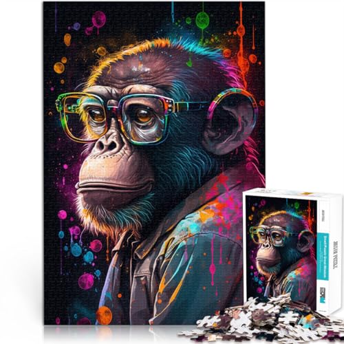 1000-teiliges Puzzle für Erwachsene, AFFE mit Brille, Quizspiel mit passendem Poster und Quizblatt, 50 x 75 cm, für Teenager ab 14 Jahren 1000-teiliges Puzzle für Erwachsene, AFFE mit Brille, Quizspiel mit passendem Poster und Quizblatt, 50 x 75 cm, für Teenager ab 14 Jahren von SYUNFEI
