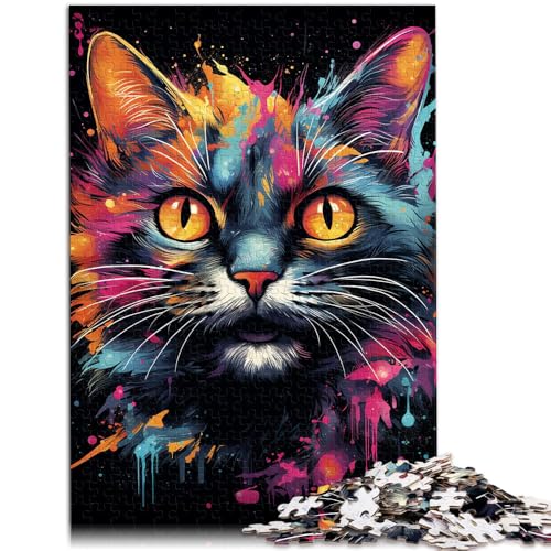 1000-teiliges Puzzle für Erwachsene, psychedelisches Kunstkätzchen, Lernspielzeug zum Stressabbau, 26x38cm, für Teenager ab 14 Jahren von SYUNFEI