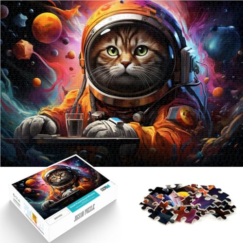Puzzle für Erwachsene, 1000 Teile, Astronautenkatze, Lernpuzzle zum Stressabbau, 50 x 75 cm, für Jugendliche ab 14 Jahren von SYUNFEI