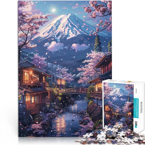 Puzzle für Erwachsene, 1000 Teile, Berg Fuji und Kirschblüte, Spiele, Spielzeug, Geschenk, einzigartige Heimdekoration und Geschenke, 10,27 x 14,96 Zoll, für 14-Jährige von SYUNFEI