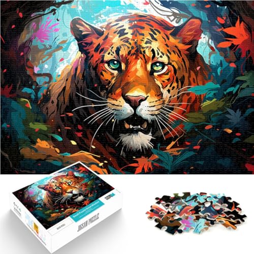 1000-teiliges Puzzle für Erwachsene, farbenfroher Dschungelleopard, Quizspiel, Weihnachtswunschliste mit Weihnachtsmann,38x52cm, für Teenager ab 14 Jahren von SYUNFEI