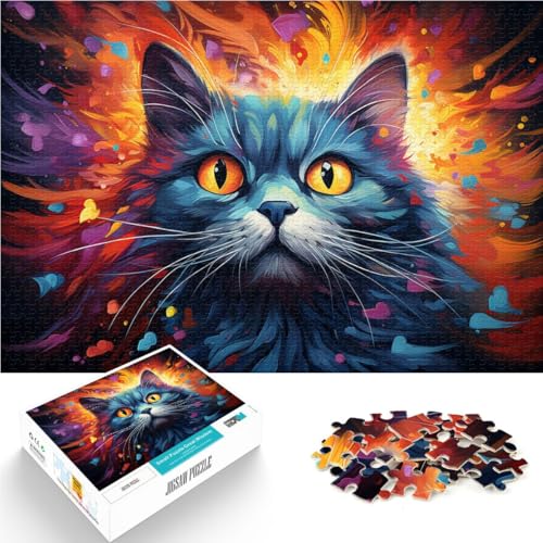 Puzzle für Erwachsene, 1000 Teile, farbenfrohes Fantasy-Katzen-Quizspiel, anspruchsvolles Puzzlespiel und Familienspiel, 50 x 75 cm, für Teenager ab 14 Jahren von SYUNFEI