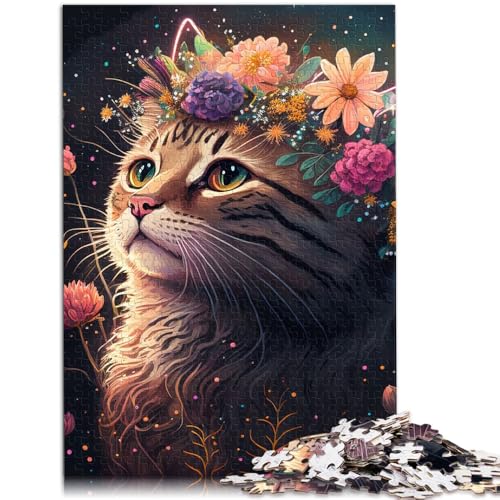 Puzzle für Erwachsene, 1000 Teile, Katze und Blume, Neon-Quizspiel, Wanddekoration, einzigartige Geburtstags, 14,96 x 20,47 Zoll Puzzle für Erwachsene, 1000 Teile, Katze und Blume, Neon-Quizspiel, Wanddekoration, einzigartige Geburtstags, 14,96 x 20,47 Zoll von SYUNFEI
