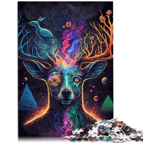2000-teiliges Puzzle für Erwachsene, Cosmic Trippy Deer, Lernspielzeug, Stressabbau, Staycation, Zeitvertreib, 27,56 x 39,37 Zoll, für 14-Jährige von SYUNFEI