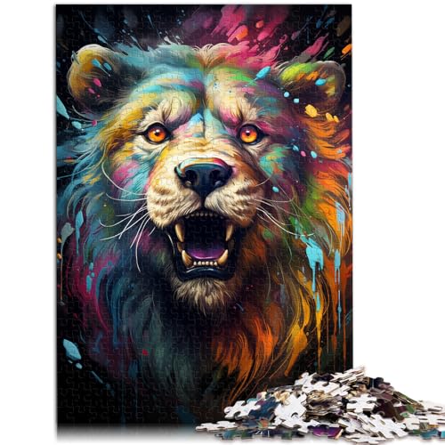 2000-teiliges Puzzle für Erwachsene, Malen, Farbiger Löwe, Lernspielzeug mit passendem Poster und Quizblatt, 27,56 x 39,37 Zoll 2000-teiliges Puzzle für Erwachsene, Malen, Farbiger Löwe, Lernspielzeug mit passendem Poster und Quizblatt, 27,56 x 39,37 Zoll von SYUNFEI