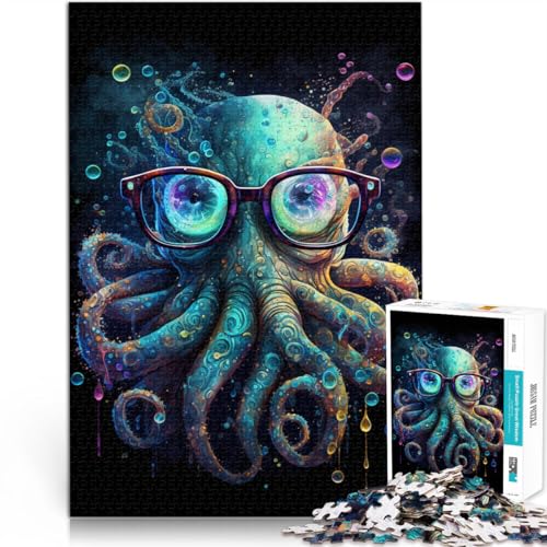 1000-teiliges Puzzle für Erwachsene, Oktopus mit Brille, Quizspiel mit passendem Poster und Quizblatt,38x52cm, für Teenager ab 14 Jahren 1000-teiliges Puzzle für Erwachsene, Oktopus mit Brille, Quizspiel mit passendem Poster und Quizblatt,38x52cm, für Teenager ab 14 Jahren von SYUNFEI