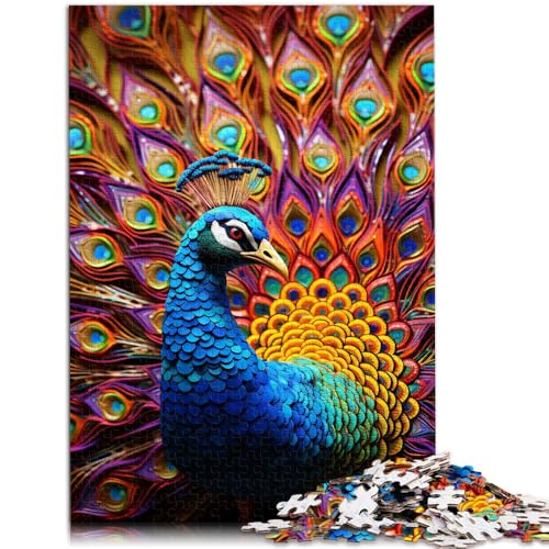 Puzzle für Erwachsene, 1000 Teile, psychedelisches Pfauen-Quizspiel, Herausforderung der Gehirnintelligenz, süchtig machendes Spielzeug, 14,96 x 20,47 Zoll von SYUNFEI