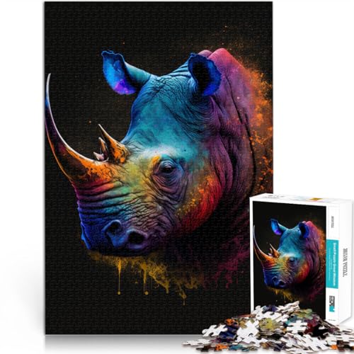 Puzzle für Erwachsene, 1000 Teile, Kunst-Nashorn-Quizspiel, Wanddekoration, einzigartige Geburtstags, 26x38cm, für Teenager ab 14 Jahren von SYUNFEI