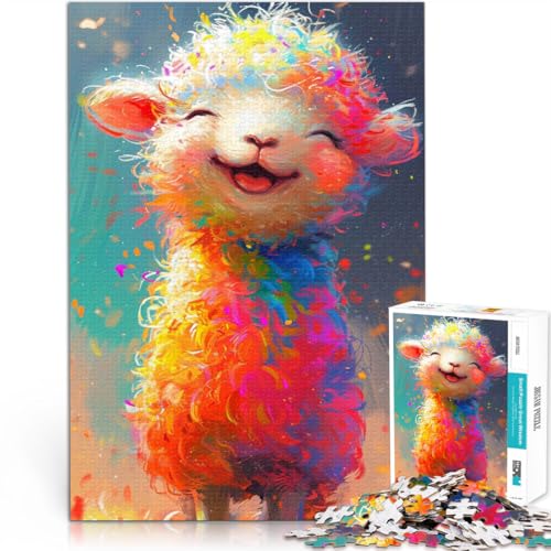 Puzzle für Erwachsene, 1000 Teile, lächelndes süßes Schaf, Quizspiel, Herausforderung der Gehirnintelligenz, süchtig machendes Spielzeug, 19,7 x 29,5 Zoll, für 14-Jährige von SYUNFEI