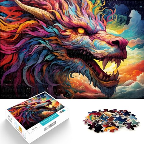 Puzzle für Erwachsene, 1000 Teile, bunter chinesischer Drache, anspruchsvolles Spiel, Geschenke, Weihnachts- und Geburtstagsgeschenk, 19,7 x 29,5 Zoll, von SYUNFEI
