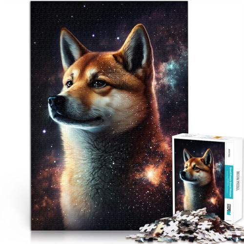 1000-teiliges Puzzle für Erwachsene, Galaxy Colour Shiba Inu-Quizspiel mit passendem Poster und Quizblatt,38x52cm, für Teenager ab 14 Jahren von SYUNFEI
