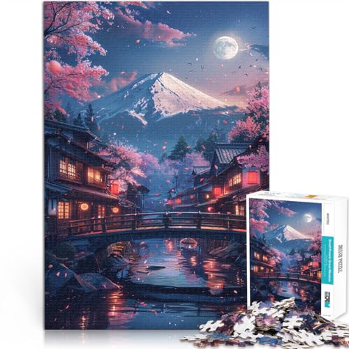 Puzzle für Erwachsene, 2000 Teile, Berg Fuji und Kirschblüte, anspruchsvolles Spielspielzeug, 27,56 x 39,37 Zoll, Kunstwerk, Geschenk von SYUNFEI