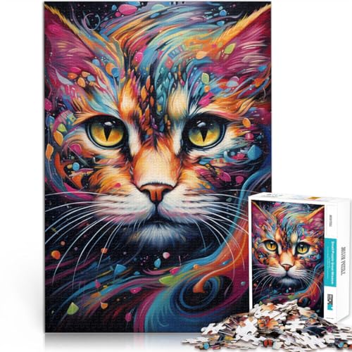 Puzzle für Erwachsene, 1000 Teile, psychedelisches Katzenspielzeug, Denkspiel, Lernspiel für Geburtstag, Weihnachten, 19,7 x 29,5 Zoll, von SYUNFEI
