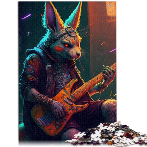 1000-teiliges Puzzle für Erwachsene, Kaninchen, Gitarre, Tier, Lernspiele für Zuhause, DIY-Spielzeug, tolle Geschenke und Spielzeuge, 50 x 75 cm, für Teenager ab 14 Jahren von SYUNFEI