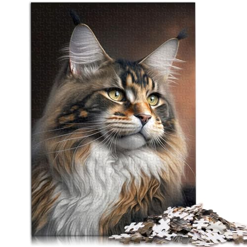 1000-teiliges Puzzle für Erwachsene, Maine-Coon-Porträt, Spielzeug, Denkspiel, Lernspiel für Geburtstag, Weihnachten, 14,96 x 20,47 Zoll 1000-teiliges Puzzle für Erwachsene, Maine-Coon-Porträt, Spielzeug, Denkspiel, Lernspiel für Geburtstag, Weihnachten, 14,96 x 20,47 Zoll von SYUNFEI
