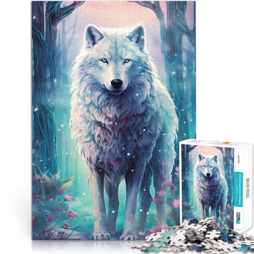 Puzzle für Erwachsene, 1000 Teile, Wolf, Fantasiewald, Spielzeug, Denkspiel mit passendem Poster und Quizblatt,38x52cm von SYUNFEI