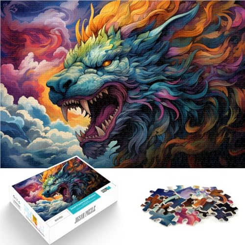 Puzzle für Erwachsene, 1000 Teile, Farb-Fantasiekunst, Drachenspielzeug, Denkspiel, tolles Geschenk für Spiele, 26x38cm, für Teenager ab 14 Jahren von SYUNFEI