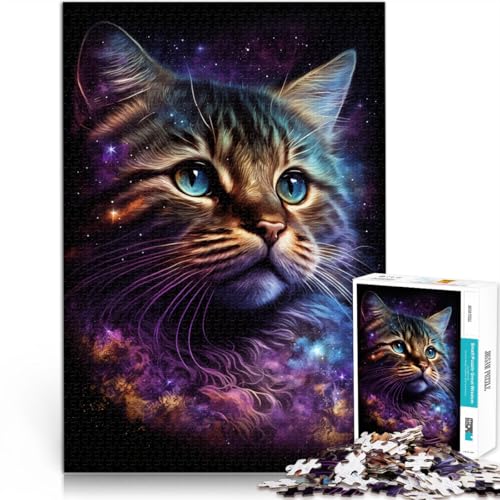 1000-teiliges Puzzle für Erwachsene, Galaxie-Katze, Lernspiele für Zuhause, DIY-Spielzeug, Lernspiel für Geburtstag, Weihnachten, 19,7 x 29,5 Zoll von SYUNFEI